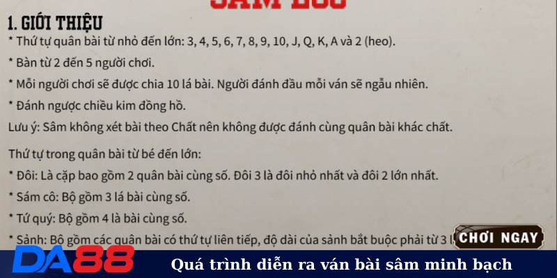 Quá trình diễn ra ván bài sâm minh bạch