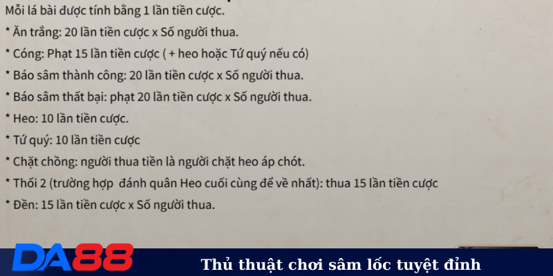 Thủ thuật chơi sâm lốc tuyệt đỉnh