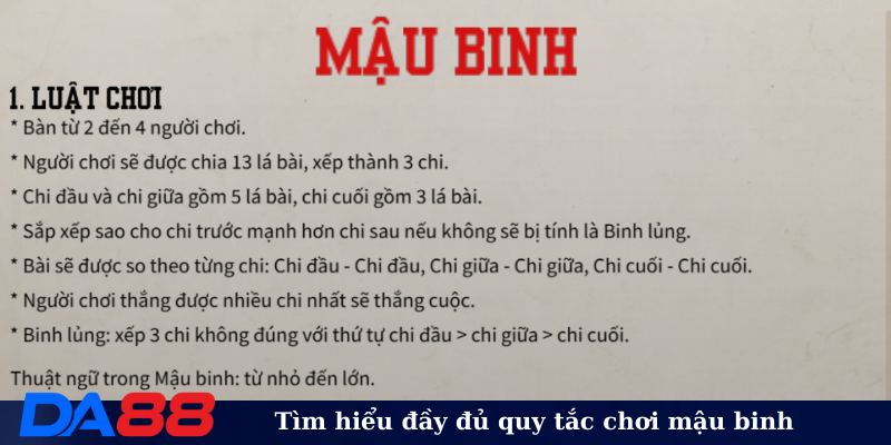 Tìm hiểu đầy đủ quy tắc chơi mậu binh