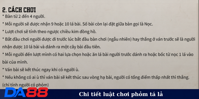 Chi tiết luật chơi phỏm tá lả