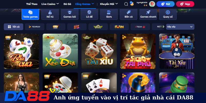 Anh ứng tuyển vào vị trí tác giả nhà cái DA88