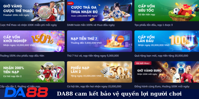 DA88 cam kết bảo vệ quyền lợi người chơi